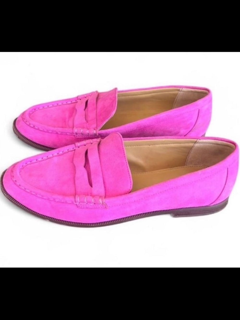 J.Crew Hot Pink Suede Loafers Size 9 - Picture 2 of 8